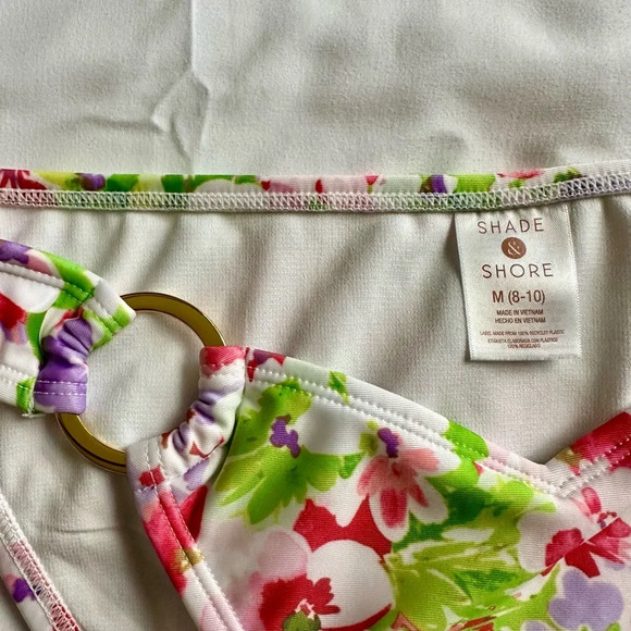 SHADE & SHORE Floral High Leg Cheeky Size 8-10 Bikini Bottom BNWT - Picture 3 of 3